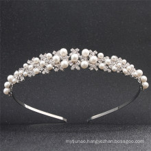 Pearl Rhinestone Leaf Wedding Bridal Tiara Hairband Luxury Hair Accessories Sweet Headband for Women Girl Feast Photo Studio